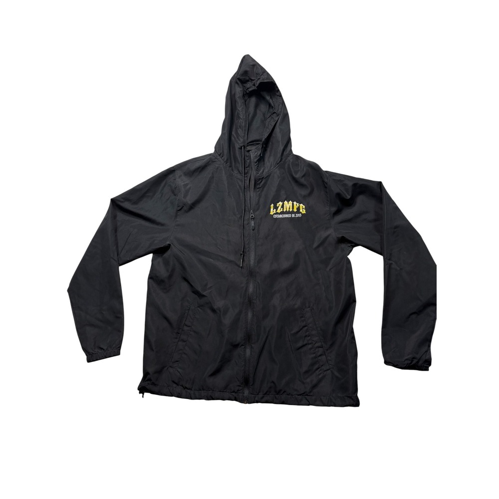 LZMFG To The Grave Windbreaker Jacket Large Black Skeleton Graphic #565